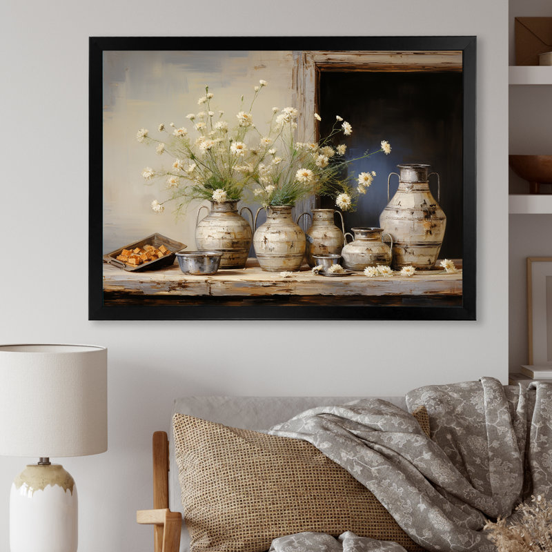 Flower Herbs Farmhouse Still Life, Cadre simple noir, H 30 po x l 40 po x P 1,5 po