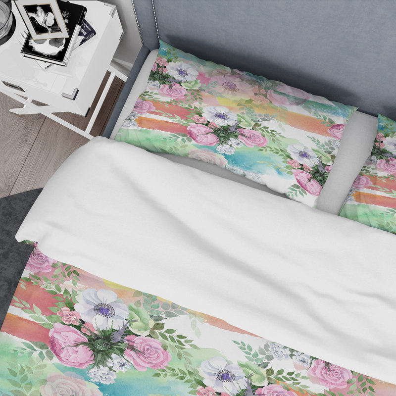 Multicolor Microfiber Duvet Cover Set, King Duvet Cover + 2 King Shams