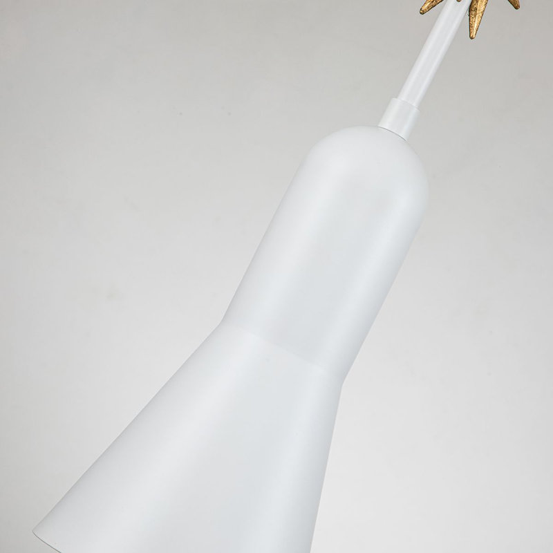 Etoile Small Aged Brass Pendant, White, 22.5" H x 5.25" W x 5.25" D