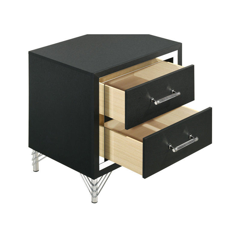 Malcolm Black 2-Drawer Nightstand Bedside Table