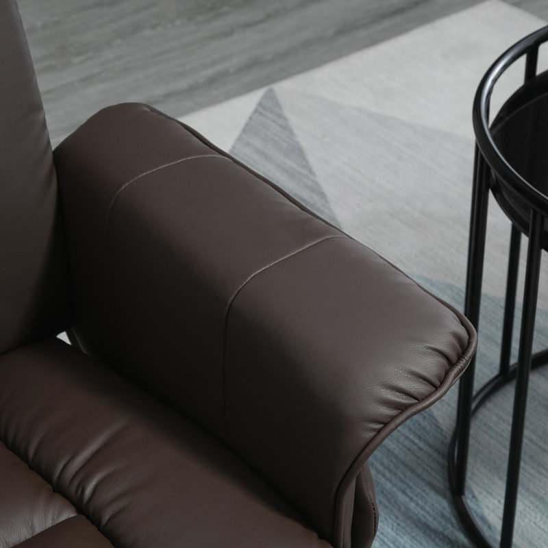 Faux Leather Swivel Recliner, Brown Faux Leather, Brown