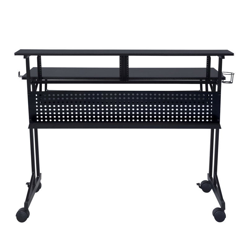 Music Recording Studio Desk with Keyboard Tray, Black