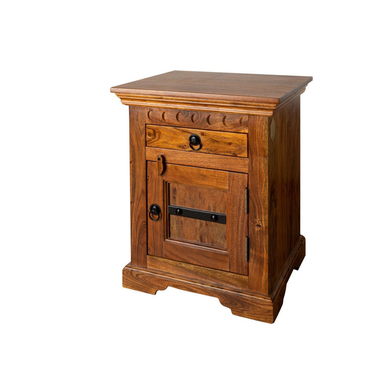 Oxford 45cm W Solid Wood Bedside Table, Honey