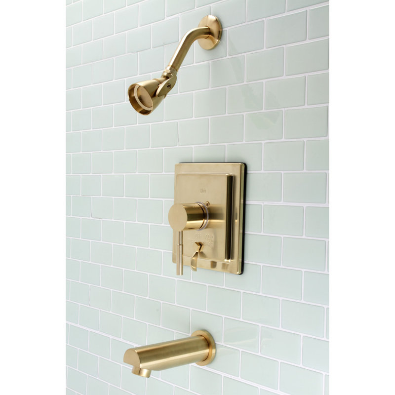 Kingston Brass Concord Single-Handle Pressure Balanced Tub and Shower Faucet, Brushed Brass