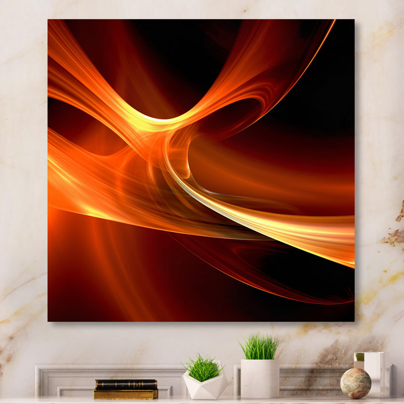 " Orange Abstract Warm Fractal Design IX ", 32" H x 24" W x 1" D, Wrapped Canvas
