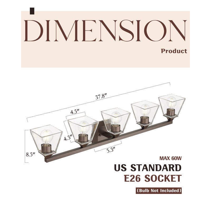 Éclairage pour meuble-lavabo à intensité variable à 5 lumières Leoul, Bronze huilé