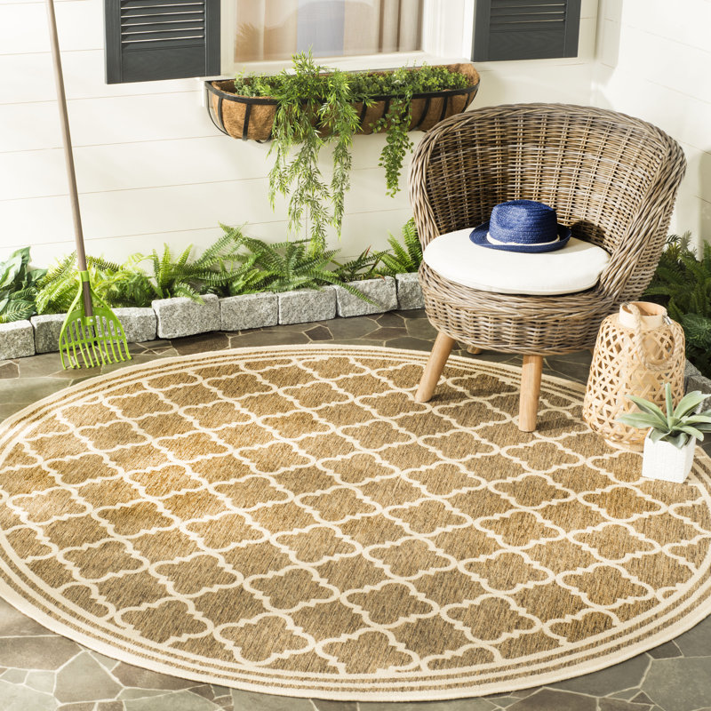 Kinzer Geometric Hand Woven Indoor / Outdoor Area Rug, Round 201 cm