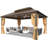Hardtop Gazebo With Galvanized Steel Double Roof & Aluminum Frame, Brown Outdoor Pavilion With Curtains And Netting For Patio And Garden-126511506