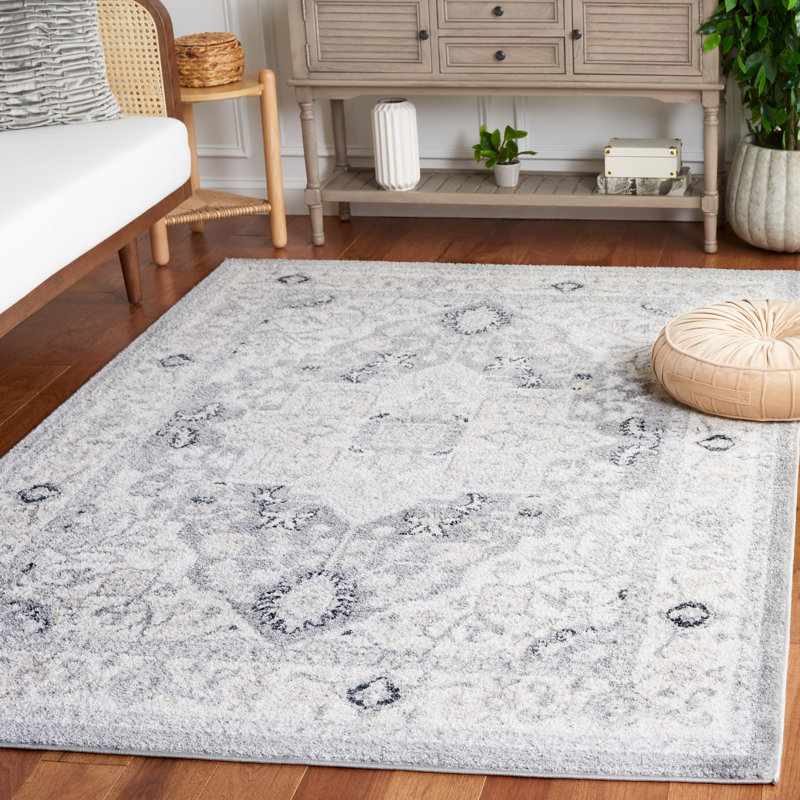 Lowrey Gray/Ivory Rug, Rectangle 5'5" x 7'6"