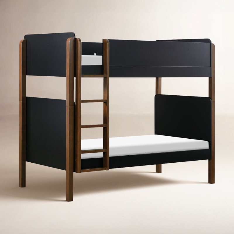 TipToe Twin Bunk Bed, Black/Natural Walnut
