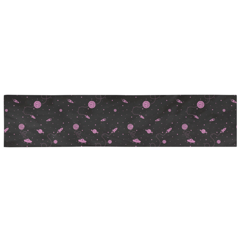 Chemin de table géométrique avicia, 90 po x 16 po, Polyester, Noir / Rose