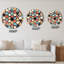 Horloge murale à motif géométrique bleu, rouge et orange II-641272145