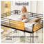 Lit superposé avec échelle et garde-corps haut, capable de se diviser, lit superposé en métal, espace de rangement, silencieux, taille simple sur simple, noir