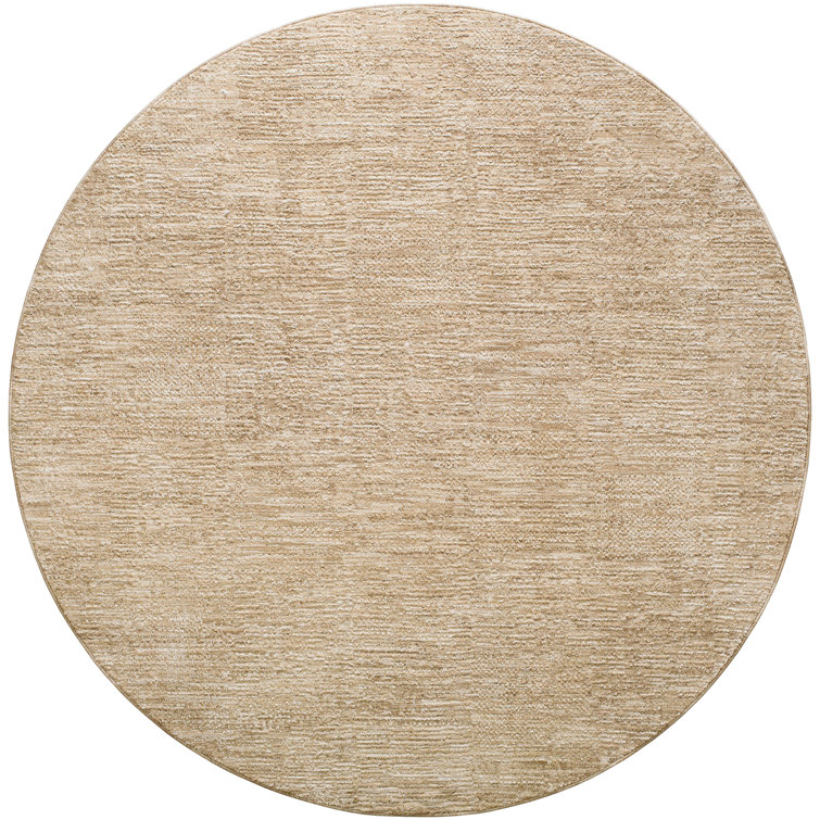 Diskson Machine Woven Polyester Area Rug in Beige