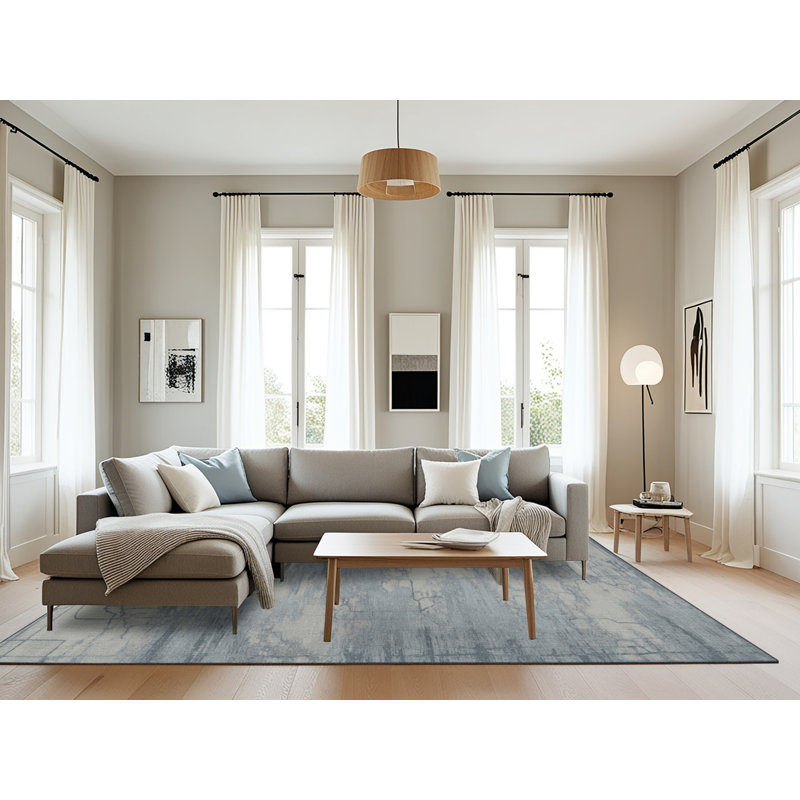 Machine Washable Abstract Gray Area Rug, Rectangle 8' x 12'