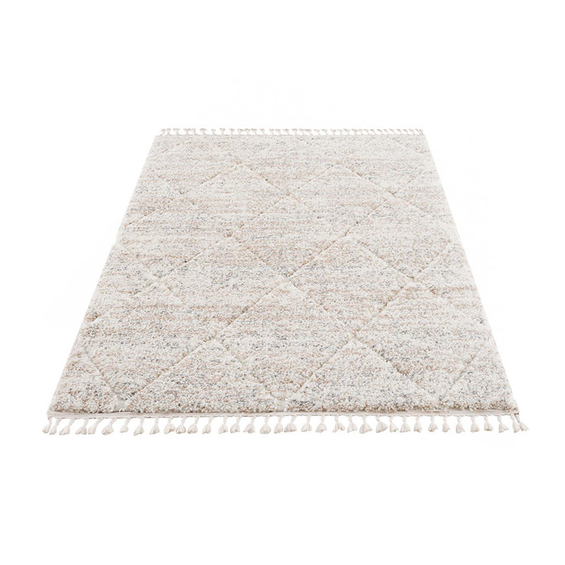 Tapis à motif de treillis Talas crème, Rectangle 5 pi 3 po x 7 pi
