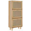 Shoe Cabinet 52x25x115 cm Engineered Wood&Natural Rattan-2110737216