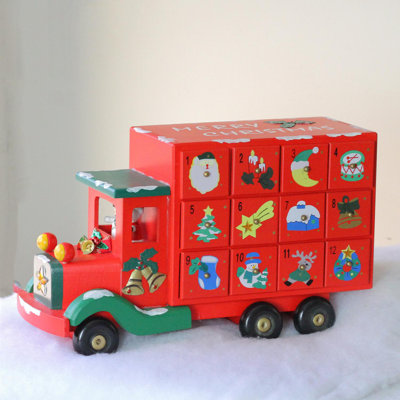 Décoration de Noël pour camion 14 po calendrier de l'Avent rouge