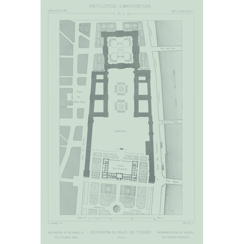 Mint and Slate Garden Plan I by Vision Studio - Graphic Art, 46cm H x 30cm W, Black Floater Framed
