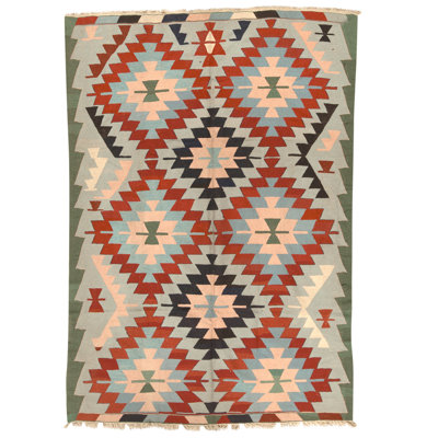 Tapis bleu clair et multicolore de haute qualité noué à la main