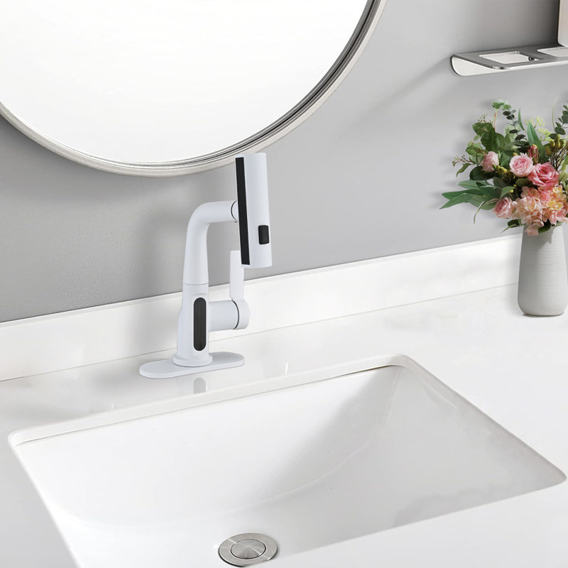 Robinet de salle de bain extractible à un trou, Argent