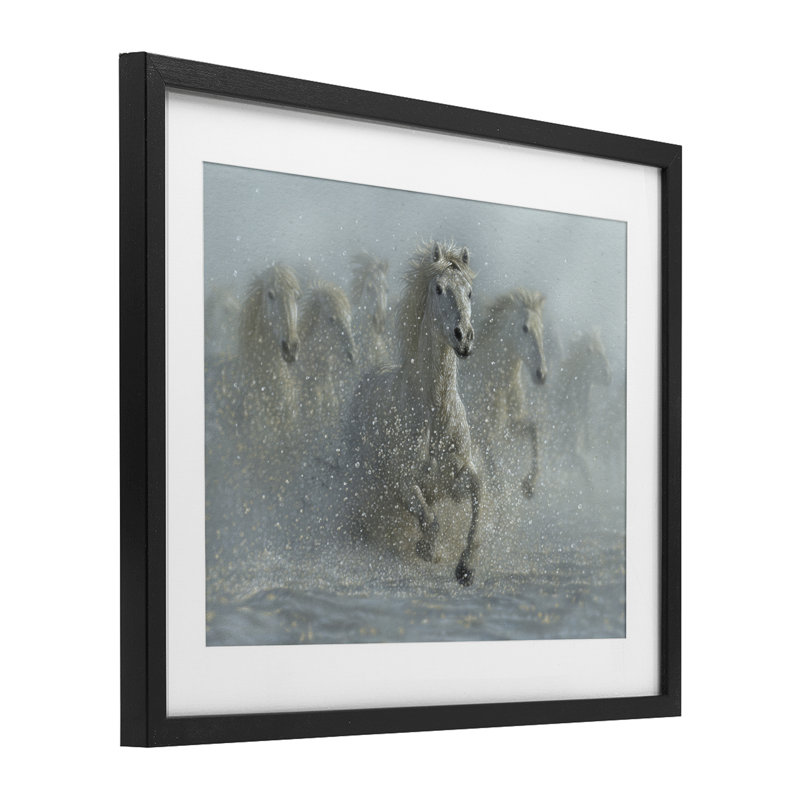 «Run Wild Horses Splashing», reproduction encadrée sous verre, conception de Collin Bogle, H 17 po x l 21 po