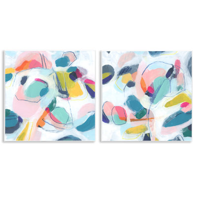 Eye-catching Abstract Pastels  2 PC Wall Plaque Art Set by June Erica Vess