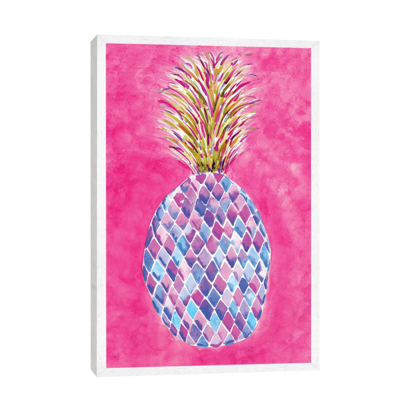 Pineapple Pink by Sara Berrenson - Painting on Canvas, White Framed, 66.04 cm H x 45.72 cm W