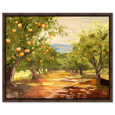 «Monica Kapur Golden Orchard Lane», reproduction d'art sur toile encadrée par Art Remedy, cadre en noyer, 24 x 20