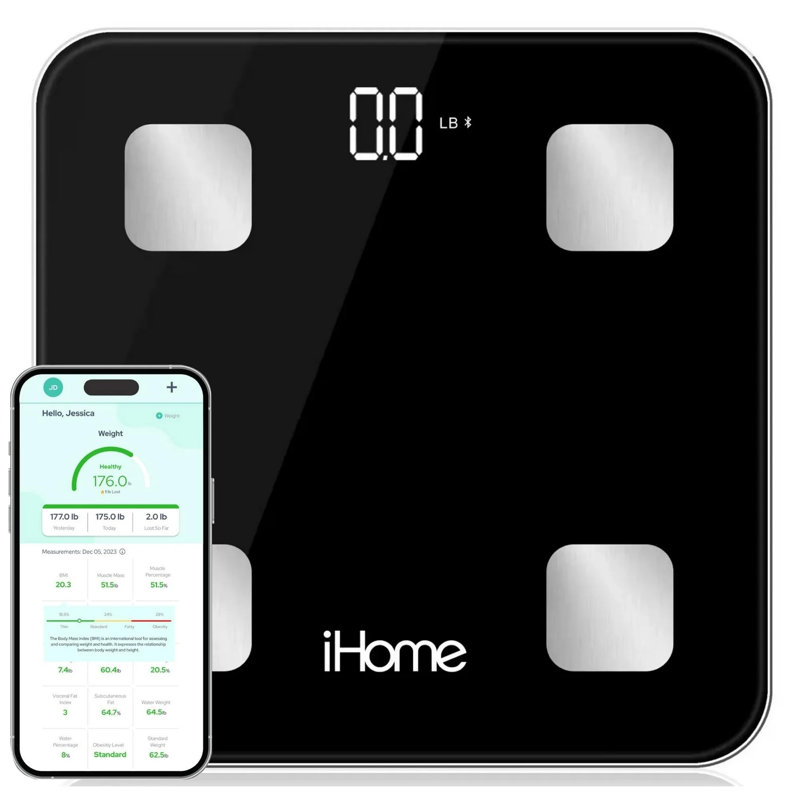 iHome Bluetooth Smart Scale — Body Composition Analyzer with App