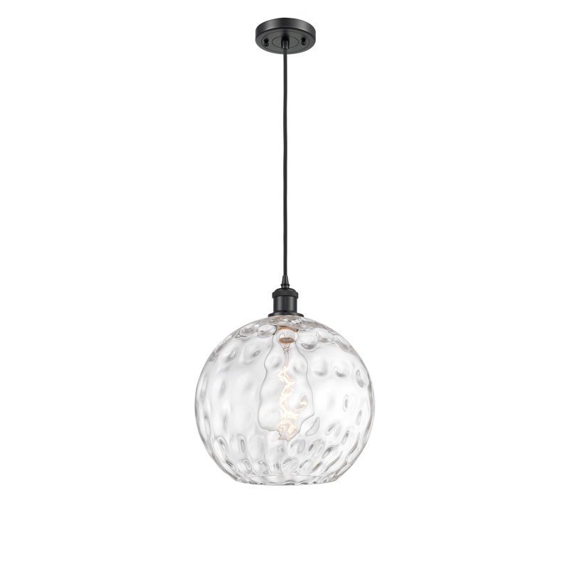 Luminaire suspendu sphère 1 lumière Roxane, Ampoule non incluse, H 15 po x l 12 po x P 12 po, Noir mat