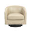 Fauteuil demi-tonneau pivotant en similicuir crème avec base en bois massif Applewold-278227326