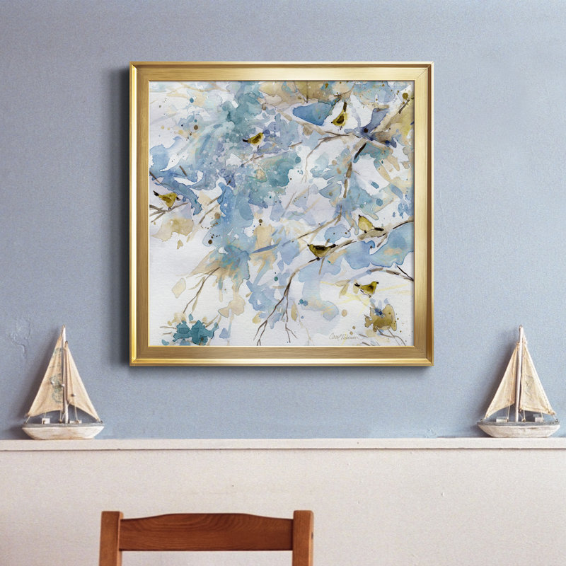 «Topaz Spring II», peinture sur toile encadrée, H 30,5 po x l 30,5 po x P 1,5 po, Encadrement doré