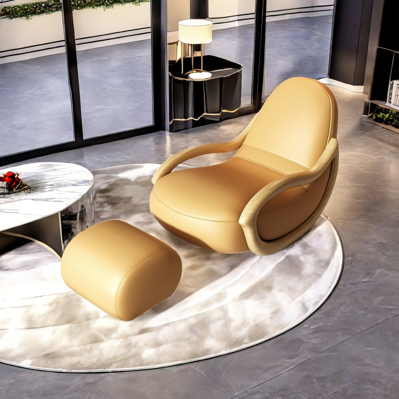 Chaise berçante moderne rembourrée en bois massif avec chaise berçante O, Orange