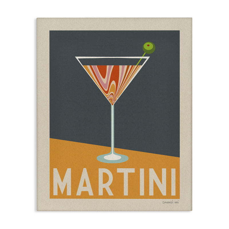 Art rétro sur toile Martini tourbillonnant par Danhui Nai, H 20 po x l 16 po