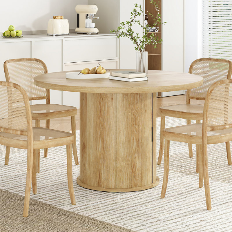 Table de salle à manger ronde avec armoire, Noir