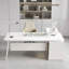 Bureau de luxe en pierre frittée blanche avec armoires de rangement-652495590
