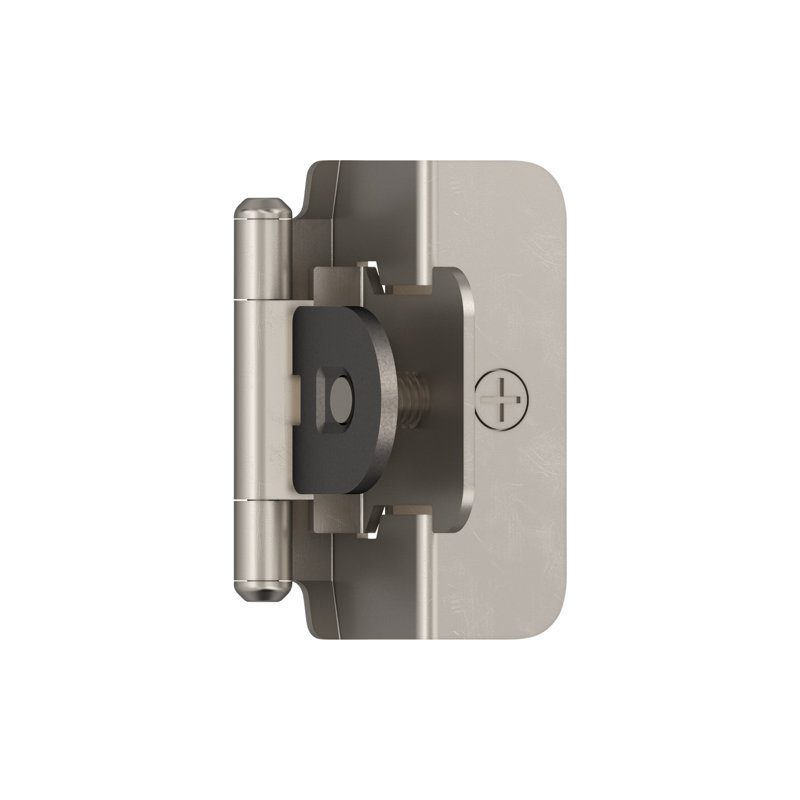 Charnière d'armoire double amovible en nickel satiné 1/2 pouce (13 mm) - 1 paire, Nickel satiné