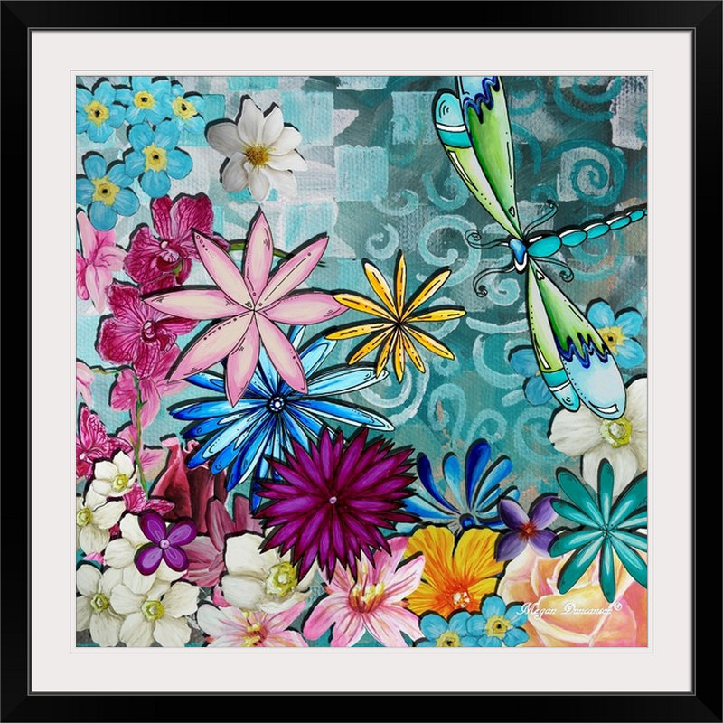 "" par megan duncanson, reproduction d’art Whimsical Floral Collage, H 35 po x l 35 po x P 1,5 po, Toile