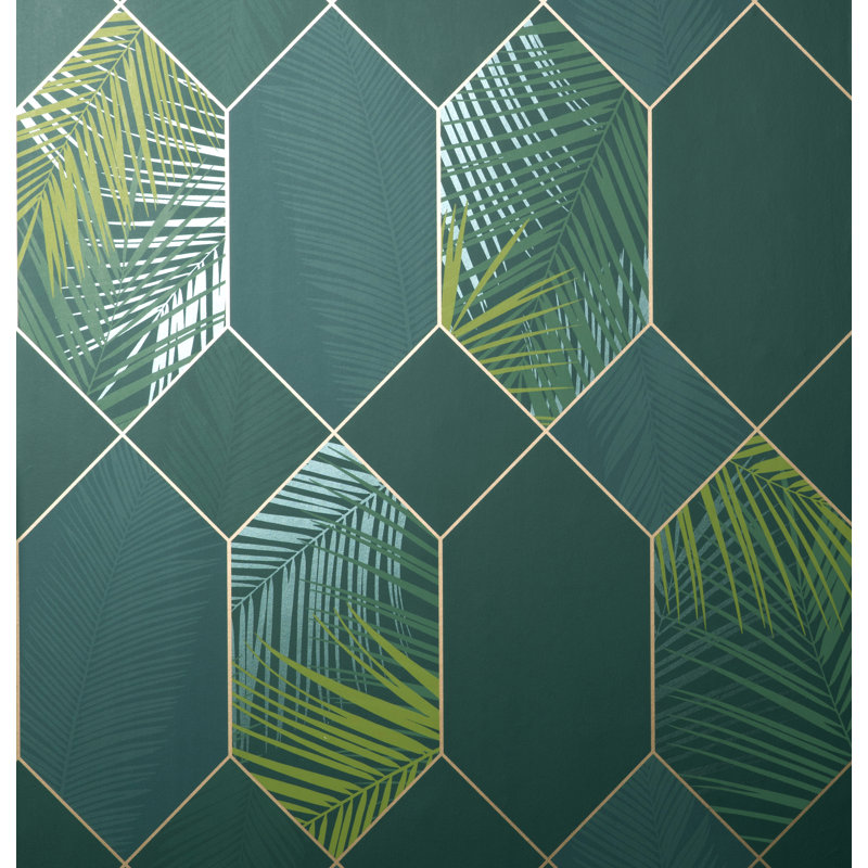 Miami Tropical Geo Wallpaper, Emerald