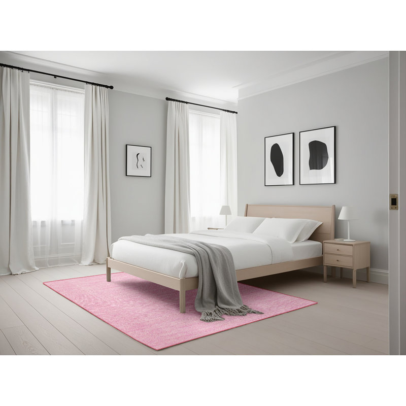 Tapis de zone rose contemporaine, Rectangle 5 pi x 7 pi