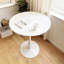 Table de salle à manger ronde de 31,5 po et 2 chaises, plateau supérieur, fausse fourrure, pieds en tulipe, fonctionnel pour les chaises de pause-café modernes, taille, siège contemporain idéal