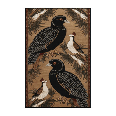 Washable Asian Koel Birds Area Rug