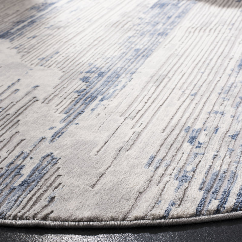 Ismael Abstract Ivory Area Rug, Round 6'7"