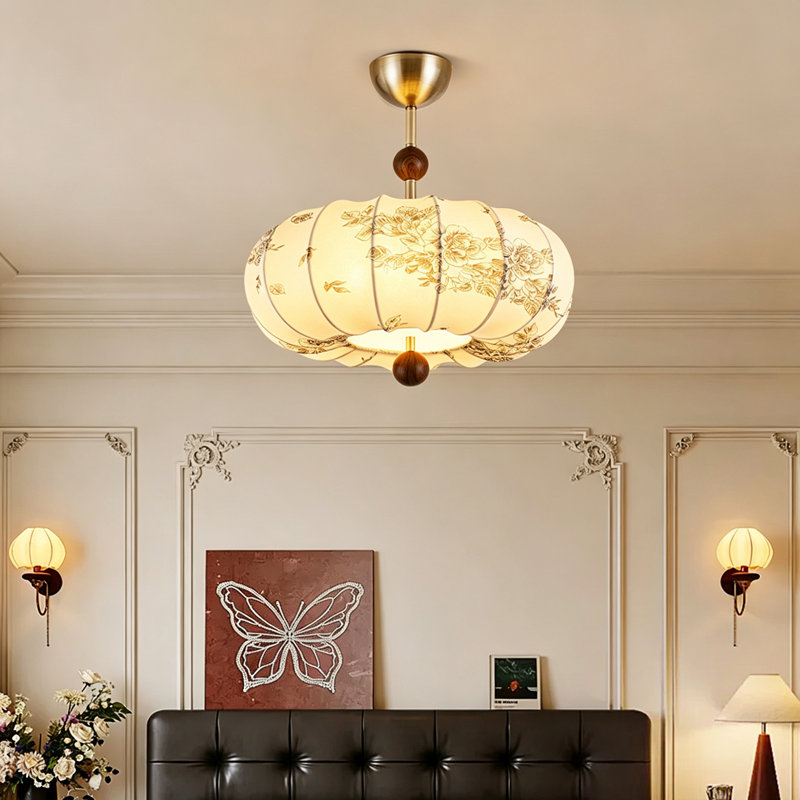17.72" Retro Brown Glass Flush Mount Lighting