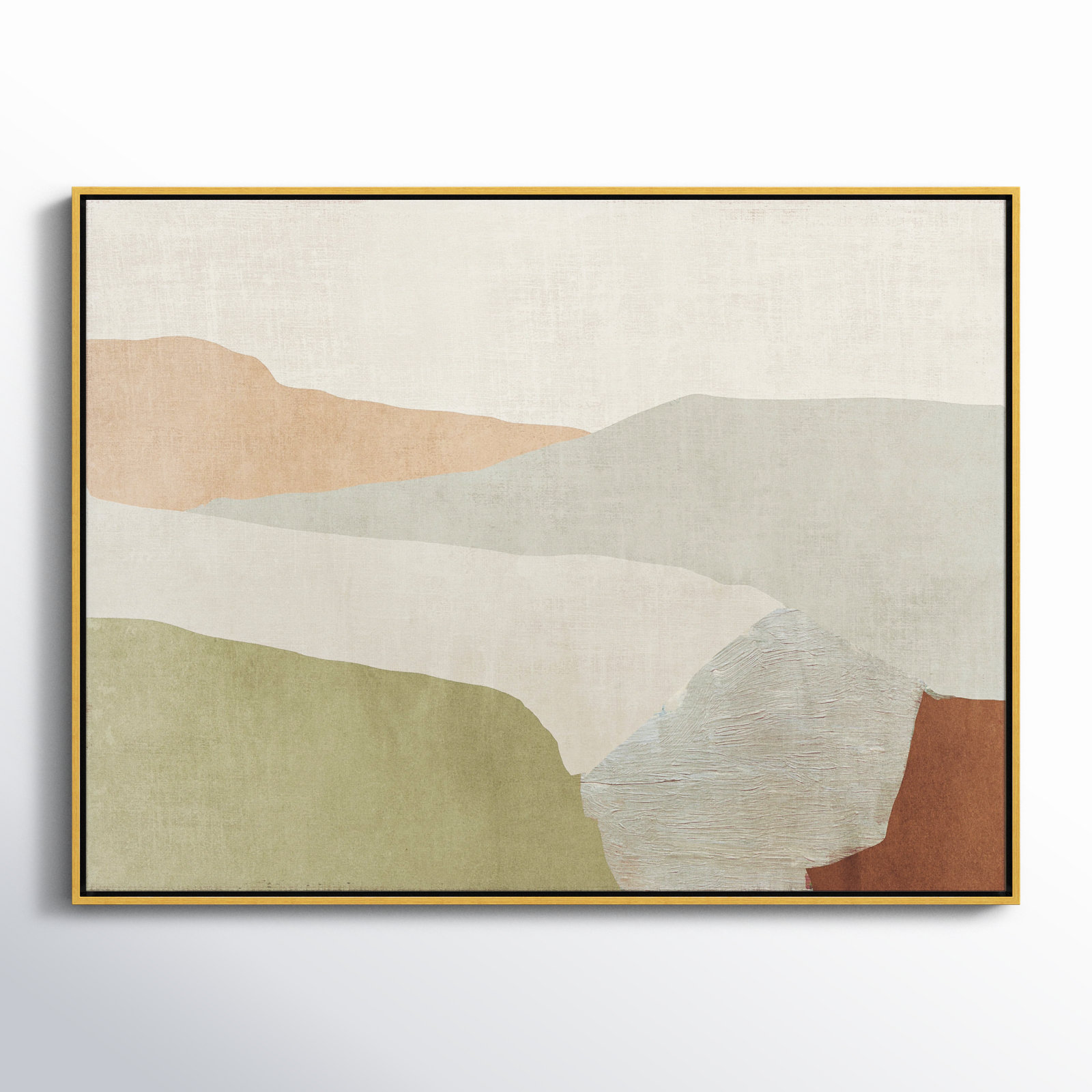 Pastel Views - Floater Frame Painting on Canvas, 31.5" H x 41.5" W, White