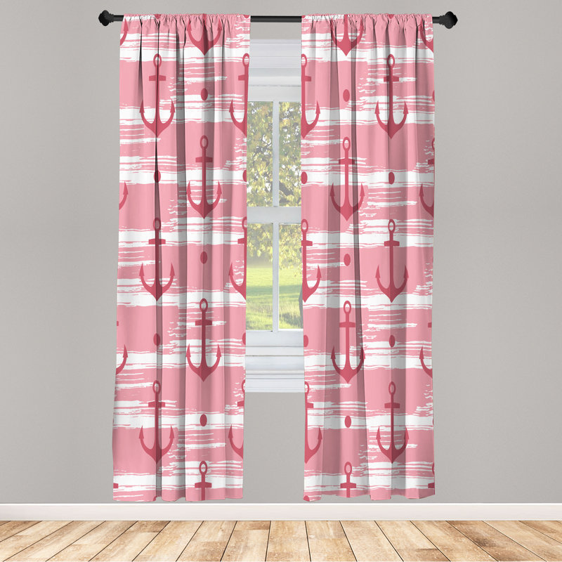 Paire de rideaux 28 po, rose pastel Ebern Designs, L 28 po x L 63 po