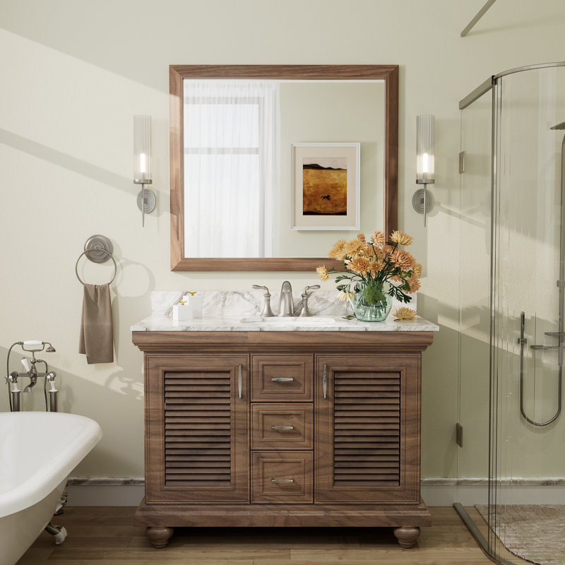 Miroir mural Amara, 36 po x 36 po, Bois brun foncé