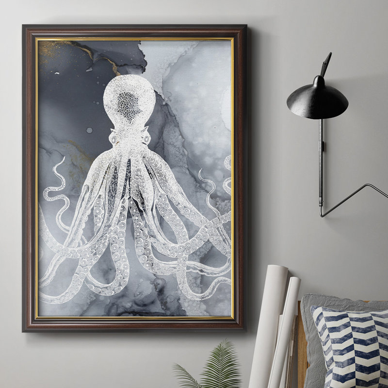 Octopus Ink I, toile encadrée de qualité supérieure - prête à être accrochée, H 20 po x l 16 po x P 2,5 po