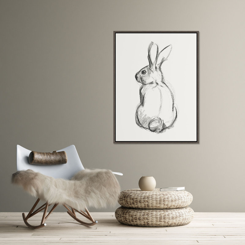 Charcoal Rabbit Painting by Richard Ryder, Image Brush Gel, 41.75" H x 31.75" W 